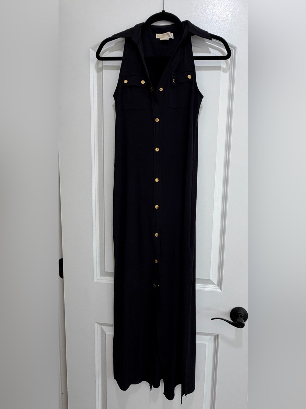 Michael Kors sleeveless maxi-length shirtdress.